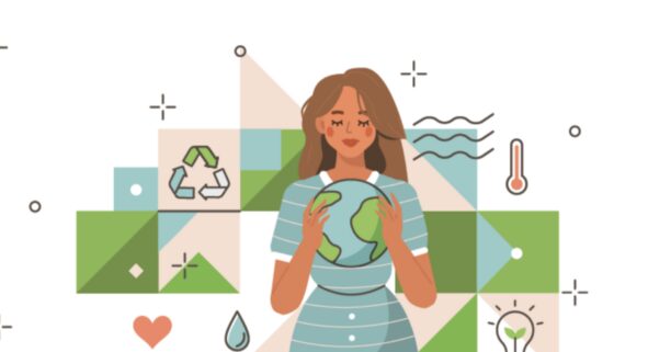 Woman holding a globe